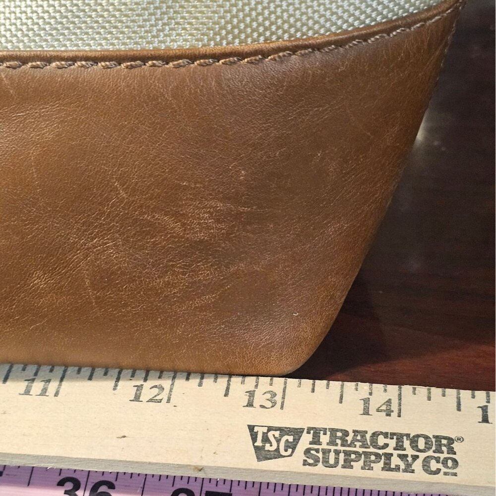 Tumi Beige Canvas & Brown Leather Tote Bag With Rear Zip Pocket And Handles - Picture 9 of 11
